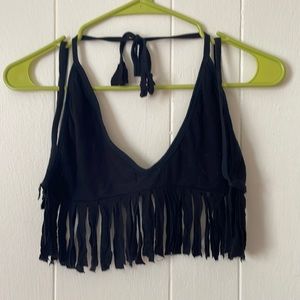 black gypsy rose strappy crop top